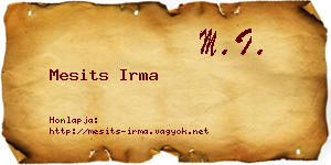 Mesits Irma névjegykártya